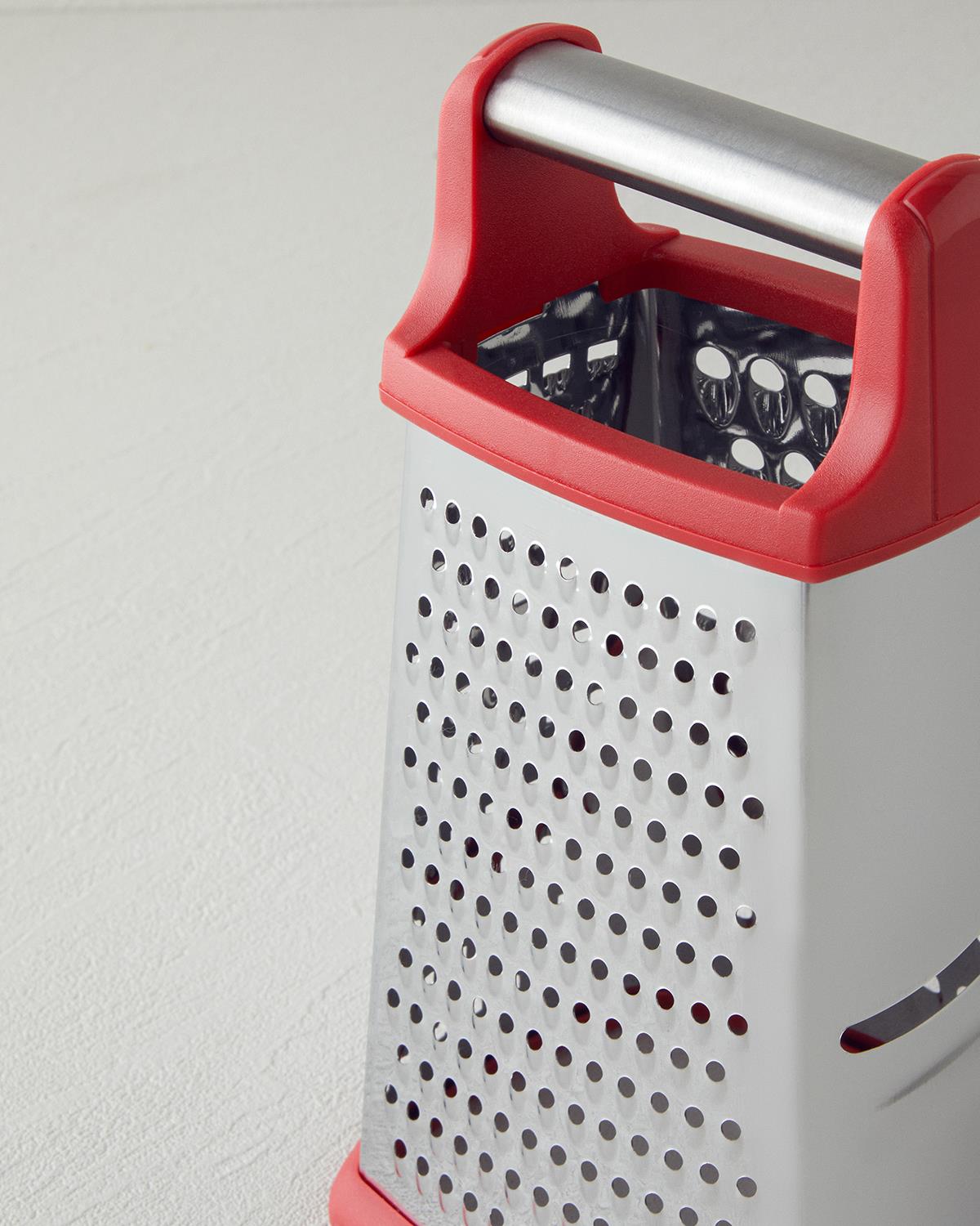 Professionelt rivejern til køkkenet i rustfrit stål, rød