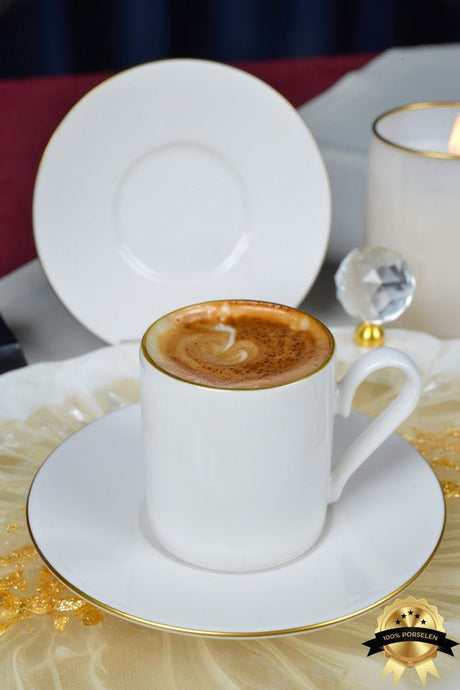 Heda Porcelain Hayal Gold Gilt Turkish Coffee Espresso Cup Set - 12 - Piece - TryAladdin