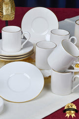 Heda Porcelain Hayal Gold Gilt Turkish Coffee Espresso Cup Set - 12 - Piece - TryAladdin