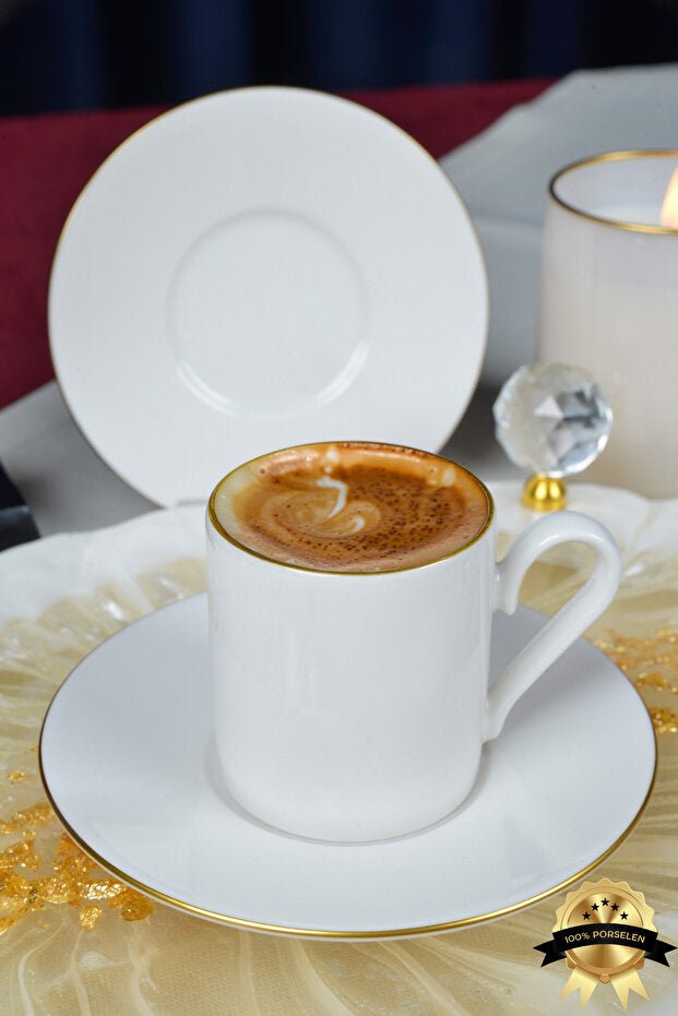 Heda Porcelain Hayal Gold Gilt Turkish Coffee Espresso Cup Set - 12 - Piece - TryAladdin