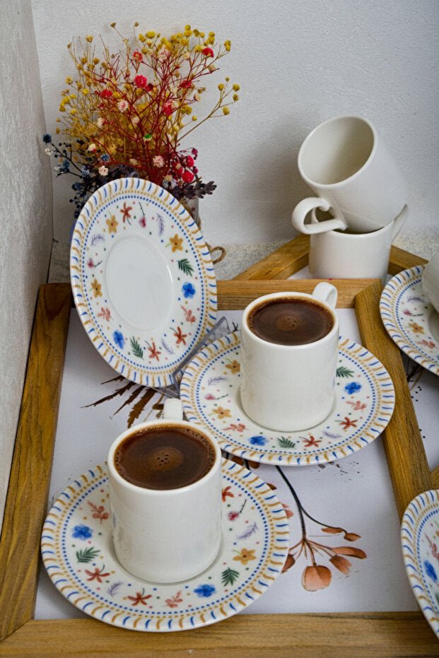 Heda Porselen Dalya Premium Porcelain Turkish Coffee Cup Set - 12 - Piece - TryAladdin