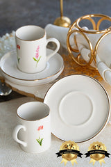 Heda Porselen Ikebana Professional 2 - Person Porcelain Coffee Cup Set - 4 Pieces - TryAladdin