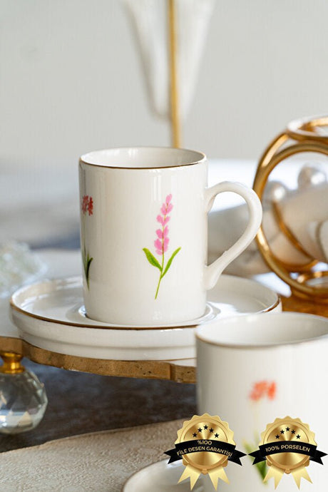 Heda Porselen Ikebana Professional 2 - Person Porcelain Coffee Cup Set - 4 Pieces - TryAladdin