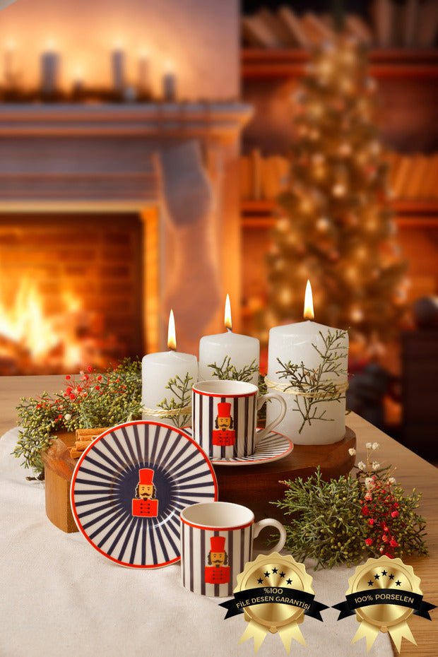 Heda Porselen Premium Toy Soldier Porcelain Turkish Coffee Cup Set - 2 - Piece - TryAladdin