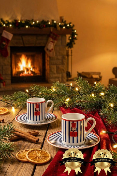 Heda Porselen Premium Toy Soldier Porcelain Turkish Coffee Cup Set - 2 - Piece - TryAladdin