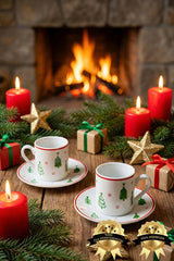 Heda Porselen Premium Turkish Porcelain Coffee Set - Glass Tree Design - 2 - Person 4 - Piece - TryAladdin