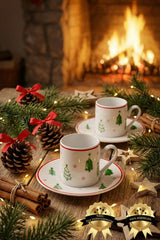 Heda Porselen Premium Turkish Porcelain Coffee Set - Glass Tree Design - 2 - Person 4 - Piece - TryAladdin