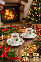 Heda Porselen Premium Turkish Porcelain Coffee Set - Glass Tree Design - 2 - Person 4 - Piece - TryAladdin