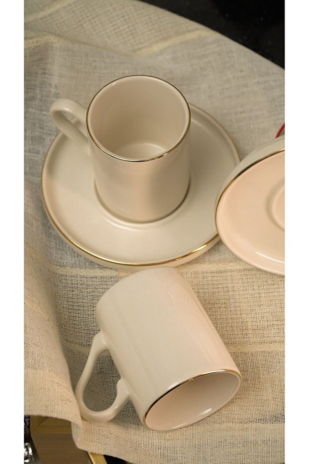 Heda Porselen Ruya Gold Gilded Porcelain Coffee Cup Set - 2 Person (4 Piece) - TryAladdin