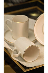 Heda Porselen Ruya Gold Gilded Porcelain Coffee Cup Set - 2 Person (4 Piece) - TryAladdin