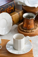 Heda Porselen Zumrut Professional Off - White Porcelain Coffee Cup Set, 4 - Piece - TryAladdin