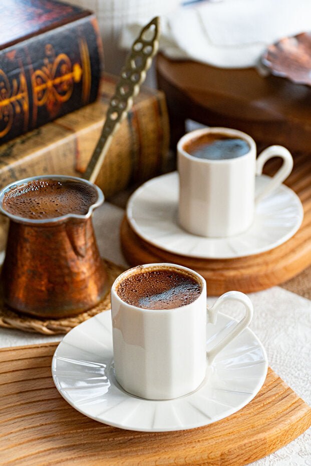 Heda Porselen Zumrut Professional Off - White Porcelain Coffee Cup Set, 4 - Piece - TryAladdin