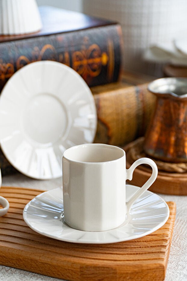 Heda Porselen Zumrut Professional Off - White Porcelain Coffee Cup Set, 4 - Piece - TryAladdin