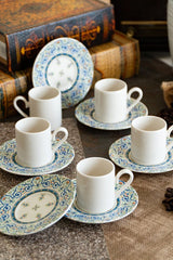 Heda Premium Sarayli Turkish Porcelain Coffee Cup Set - 12 Pieces (6 Persons) - TryAladdin
