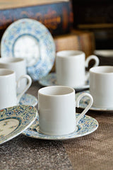 Heda Premium Sarayli Turkish Porcelain Coffee Cup Set - 12 Pieces (6 Persons) - TryAladdin