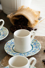 Heda Premium Sarayli Turkish Porcelain Coffee Cup Set - 12 Pieces (6 Persons) - TryAladdin