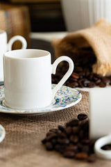 Heda Premium Sarayli Turkish Porcelain Coffee Cup Set - 12 Pieces (6 Persons) - TryAladdin