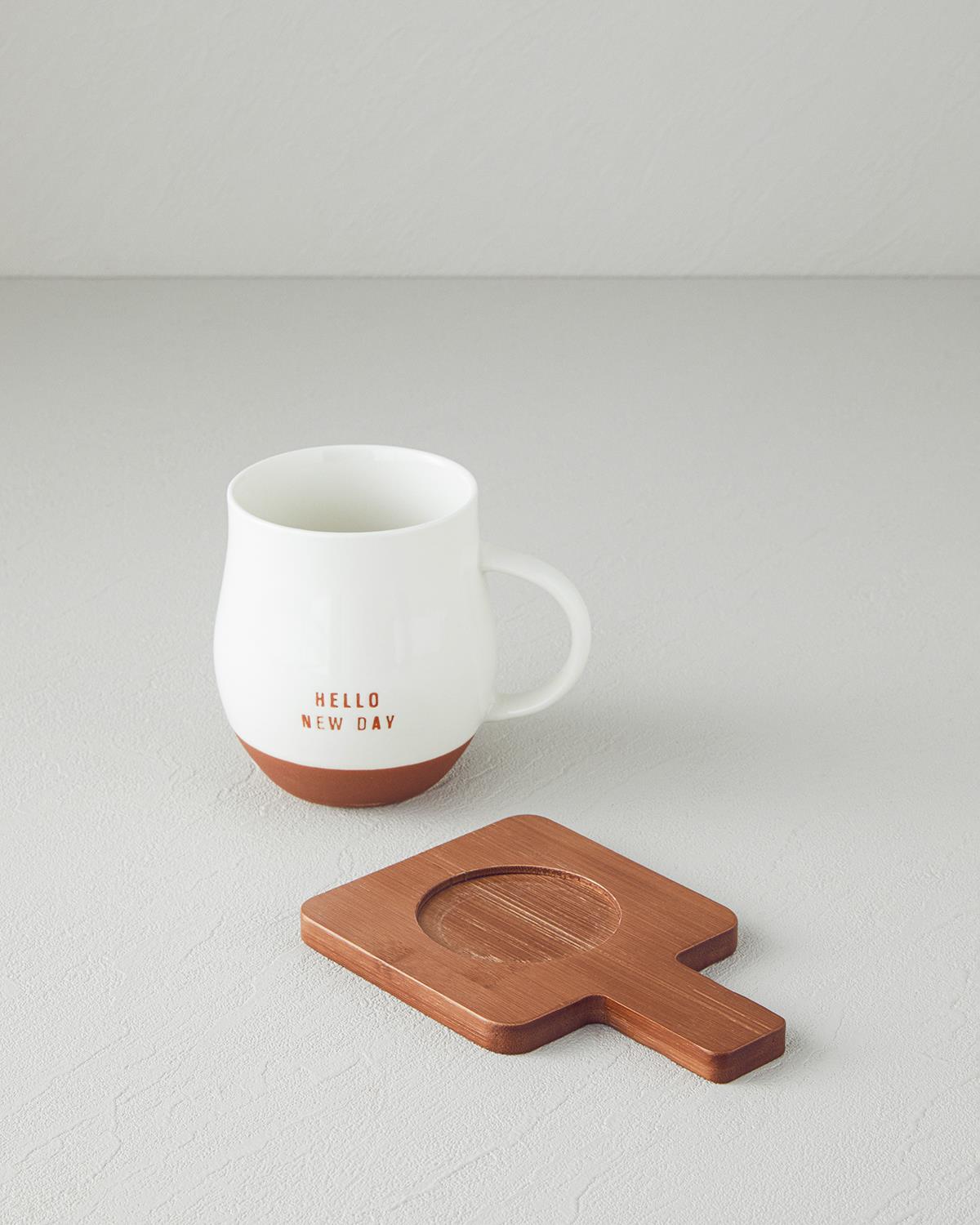 Premium New Bone China Mug Coaster Set White
