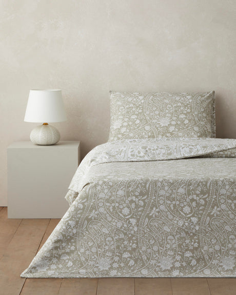 Premium Easy Iron Single Duvet Cover Set with Fitted Sheet Khaki 160x220cm