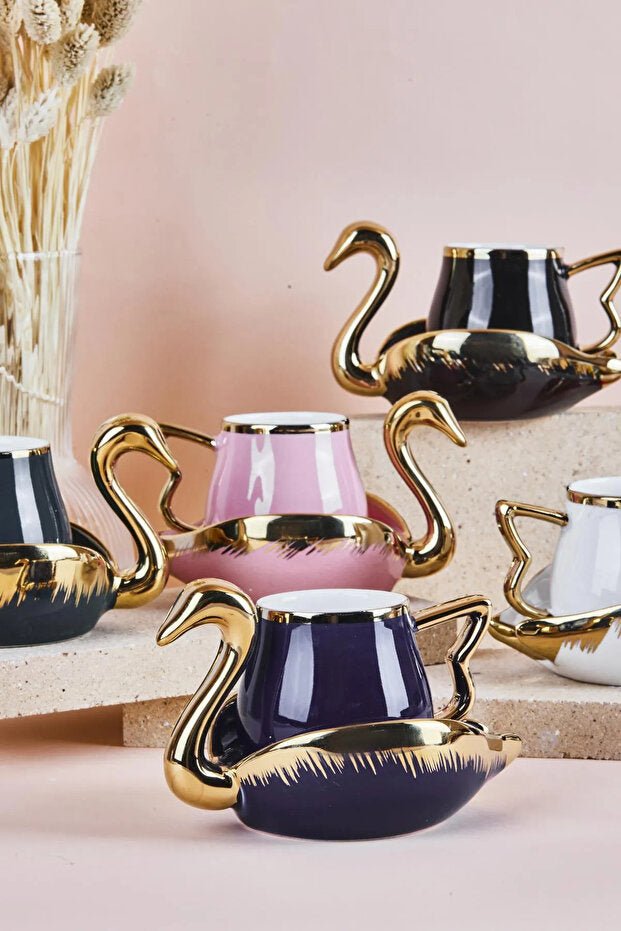 Heybenidoldur Premium Porcelain Turkish Coffee Cup Set - 6 x 80ml Cups - TryAladdin