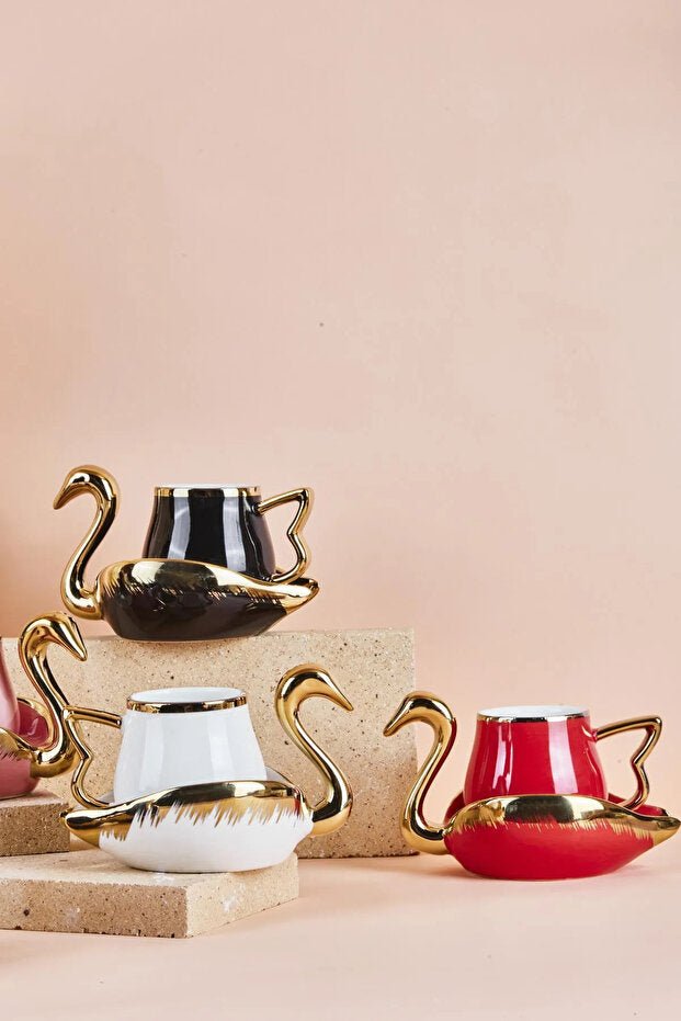 Heybenidoldur Premium Porcelain Turkish Coffee Cup Set - 6 x 80ml Cups - TryAladdin