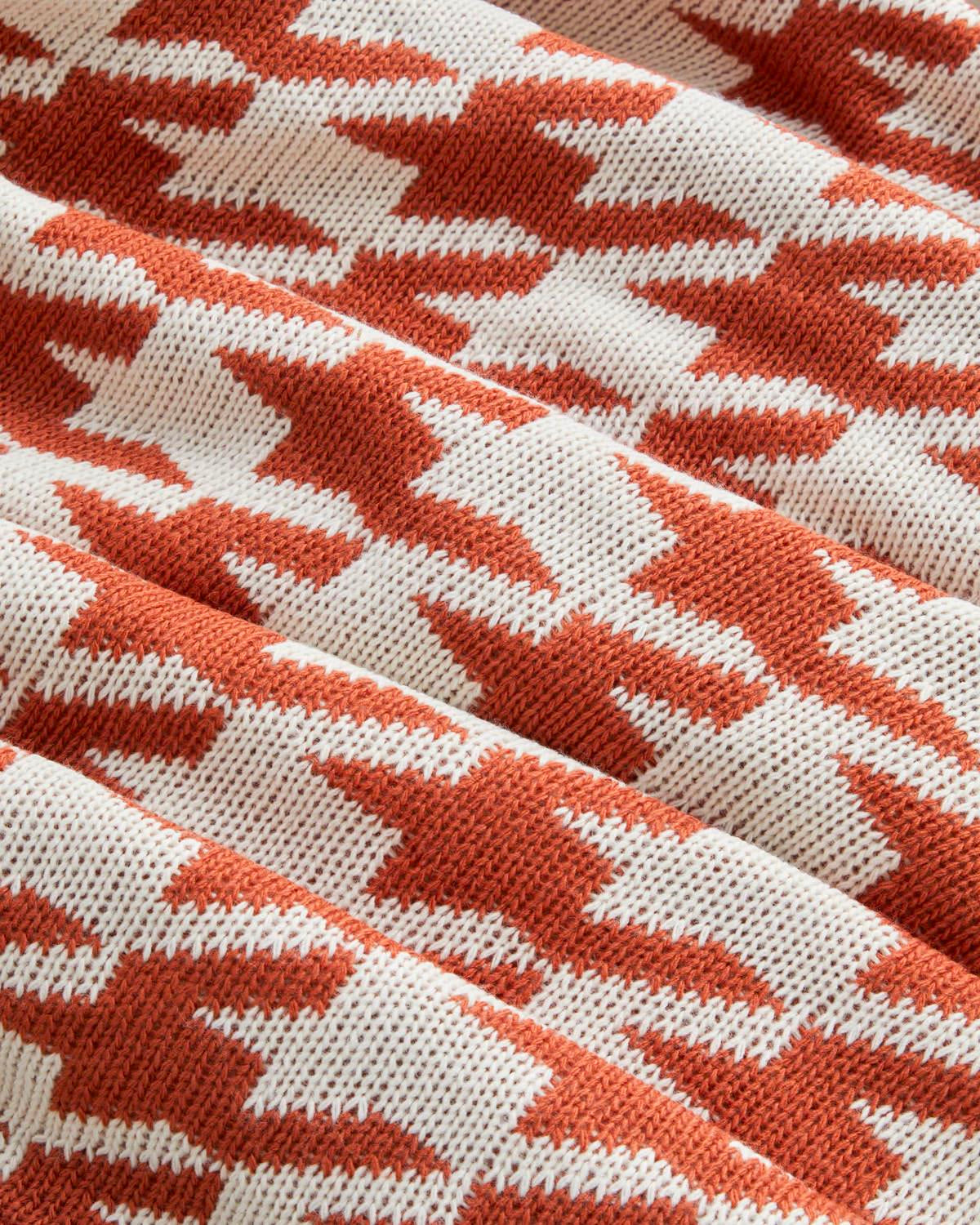Professional-Grade Houndstooth Throw Blanket - Vibrant Orange Decor