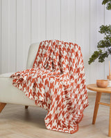 Professional-Grade Houndstooth Throw Blanket - Vibrant Orange Decor
