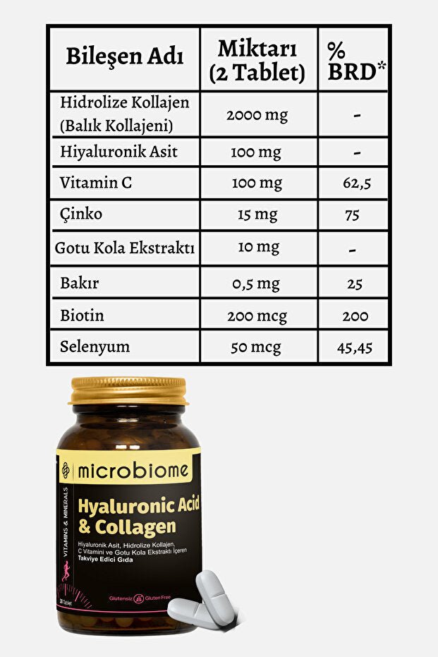 Hyaluronic Acid & Collagen Tablets - 30 Tablets for Skin & Joint Health - TryAladdin