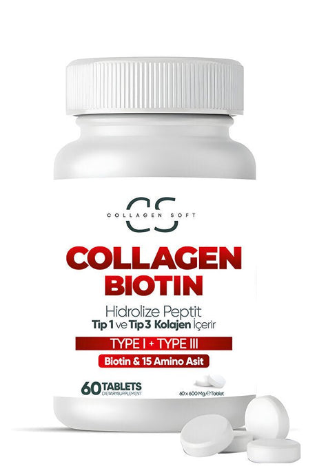 Hydrolyzed Collagen Biotin Tablets - Type I & III (3 - Pack) - TryAladdin