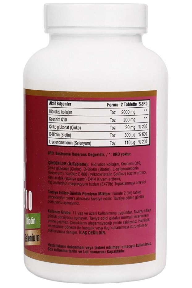 Hydrolyzed Collagen Coenzyme Q10 Tablets - 90 Count with Biotin & Selenium - TryAladdin