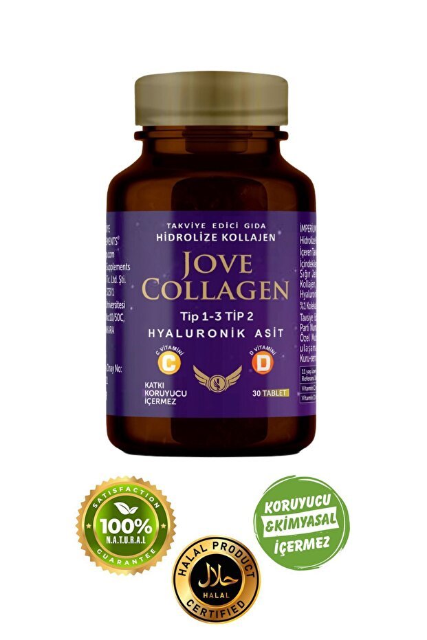 Hydrolyzed Collagen Type 1 - 2 - 3 with Vit C & D3, Hyaluronic Acid - 30 Capsules - TryAladdin