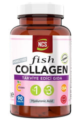 Hydrolyzed Fish Collagen Type 1 & 3 with Hyaluronic Acid, Vitamin C - 90 Tablets - TryAladdin