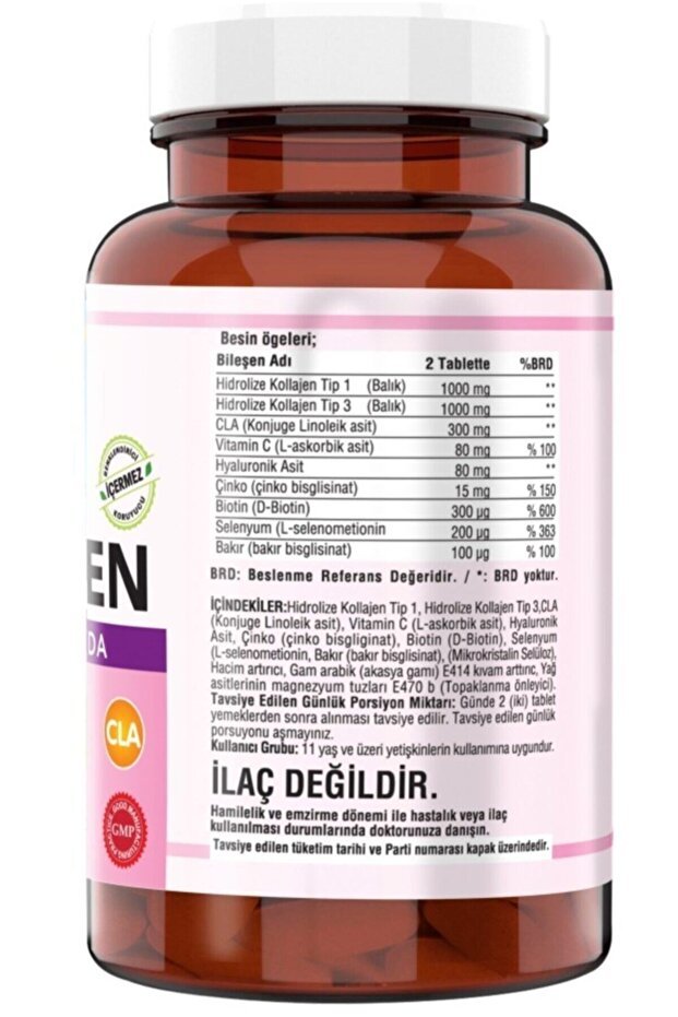 Hydrolyzed Fish Collagen Type 1 & 3 with Hyaluronic Acid, Vitamin C - 90 Tablets - TryAladdin