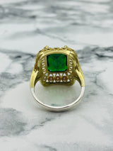 Handmade 925 Sterling Silver Emerald Ring | Vintage Style Women's Jewelry Gift