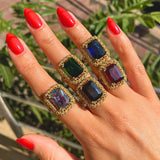 Handmade 925 Sterling Silver Emerald Ring | Vintage Style Women's Jewelry Gift