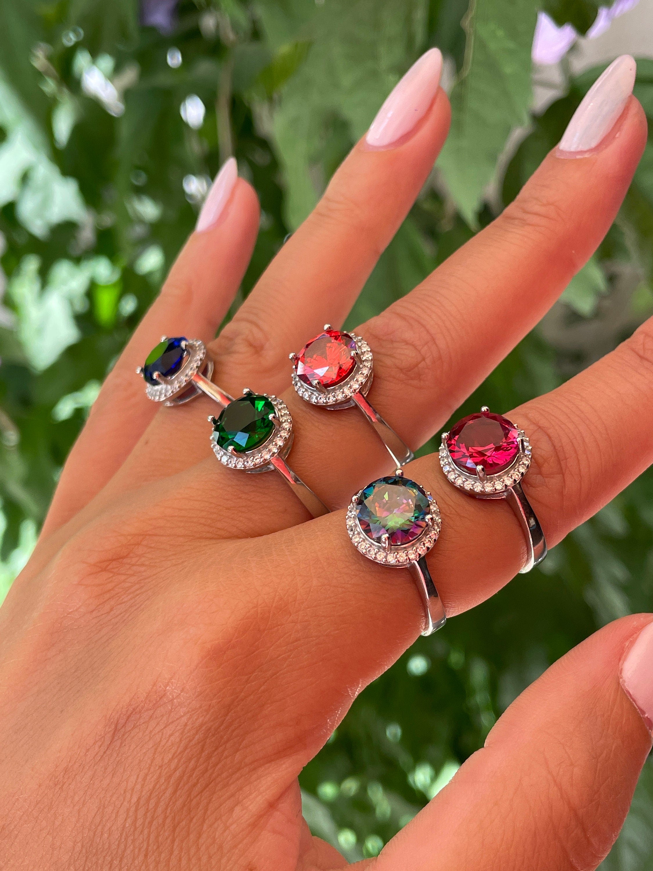 Handmade 925 Sterling Silver Oval Sapphire Ring | Turkish Design Women's Engagement & Gift