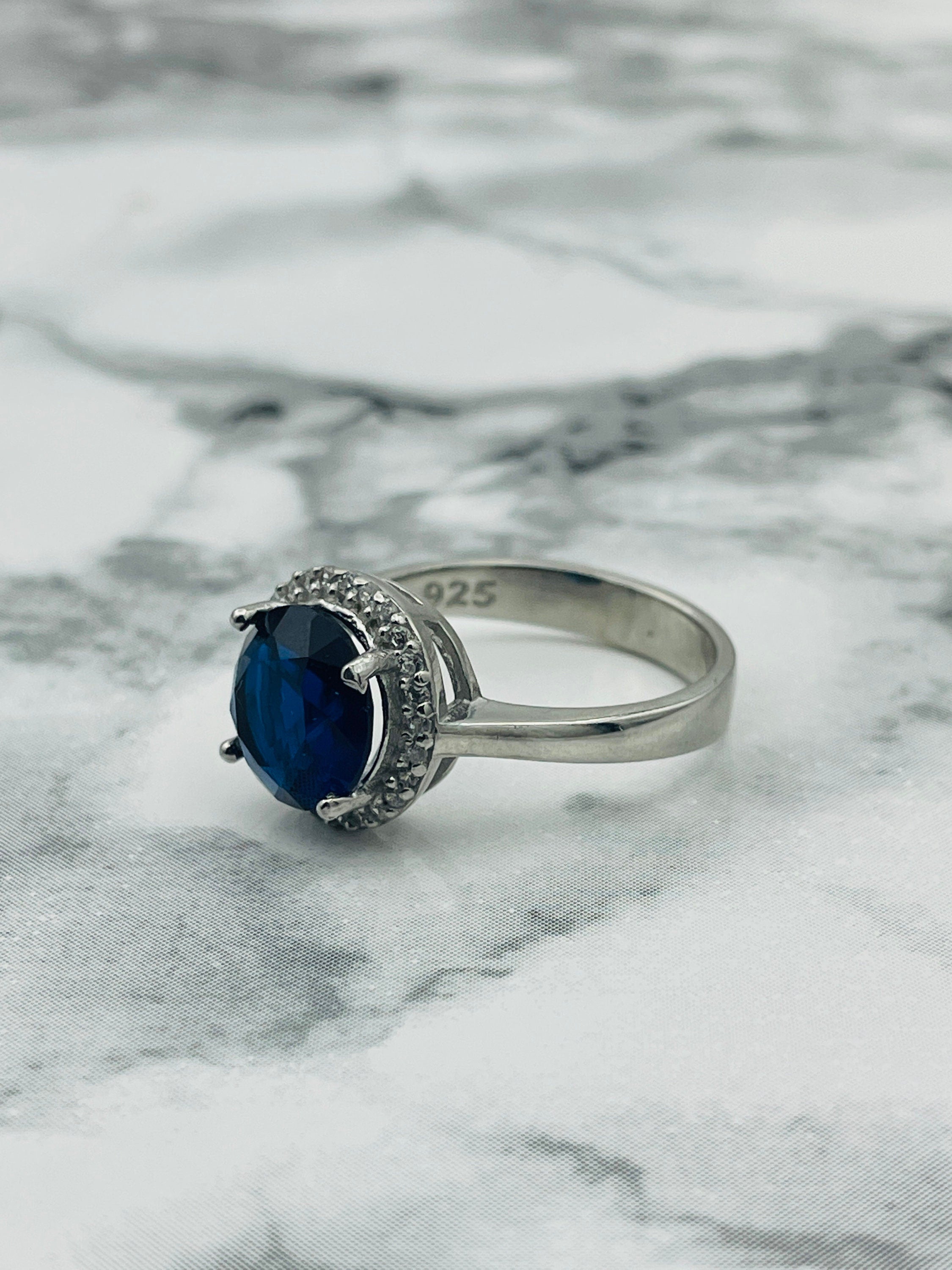 Handmade 925 Sterling Silver Oval Sapphire Ring | Turkish Design Women's Engagement & Gift