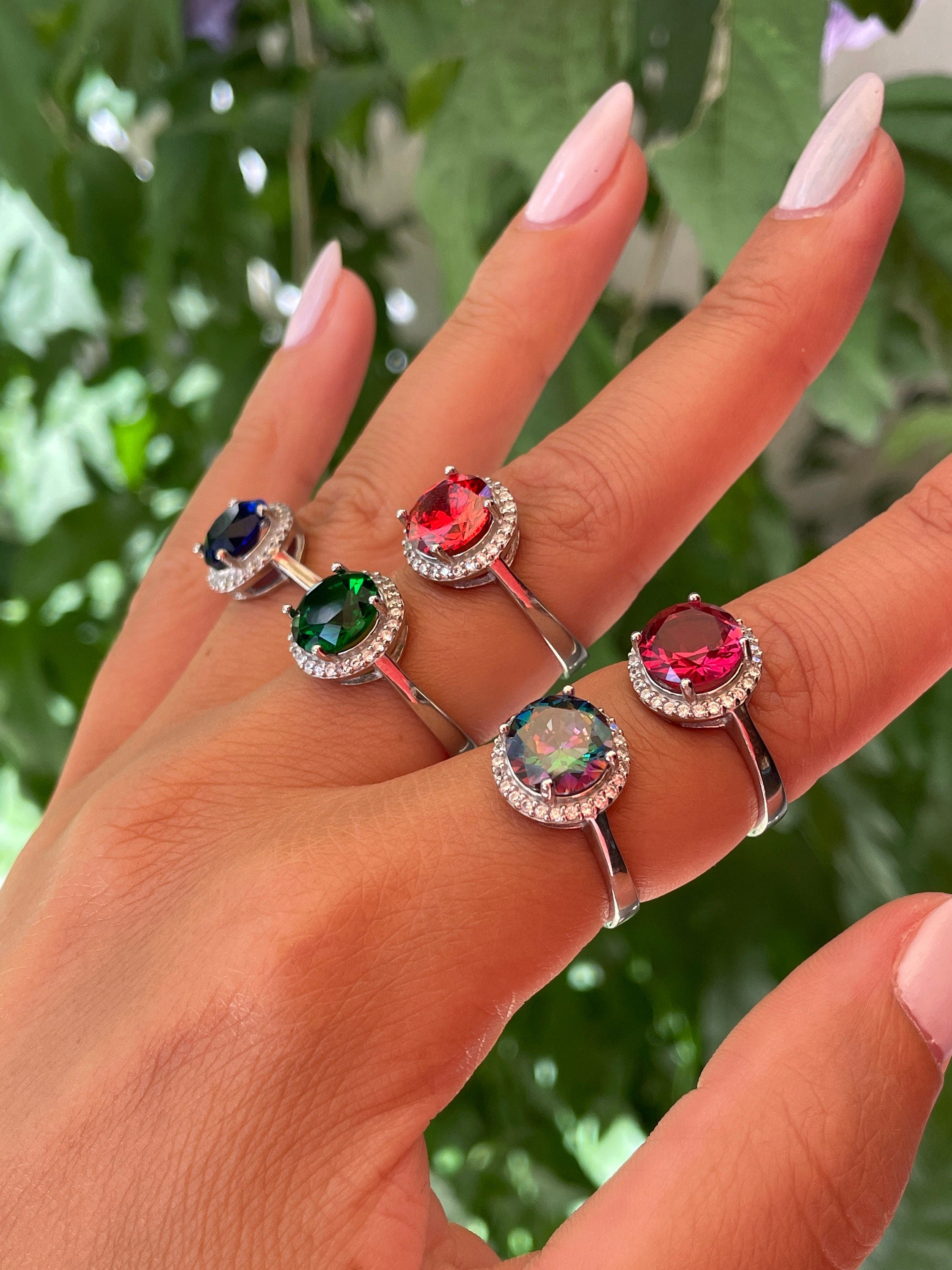 Handmade 925 Sterling Silver Oval Sapphire Ring | Turkish Design Women's Engagement & Gift