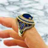 Exquisite Ottoman Sapphire Jewelry Set | Handmade 925 Sterling Silver | Turkish Heritage Collection