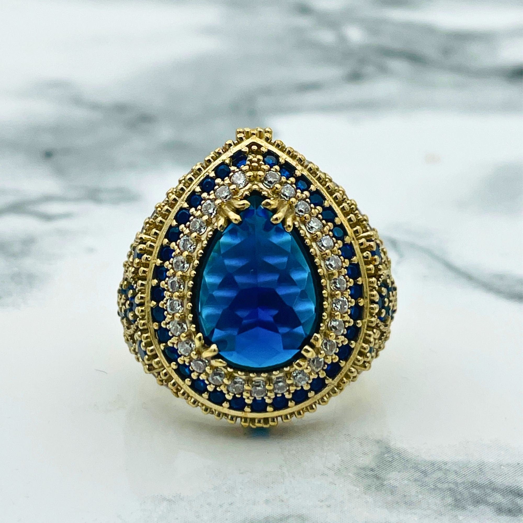 Exquisite Ottoman Sapphire Jewelry Set | Handmade 925 Sterling Silver | Turkish Heritage Collection