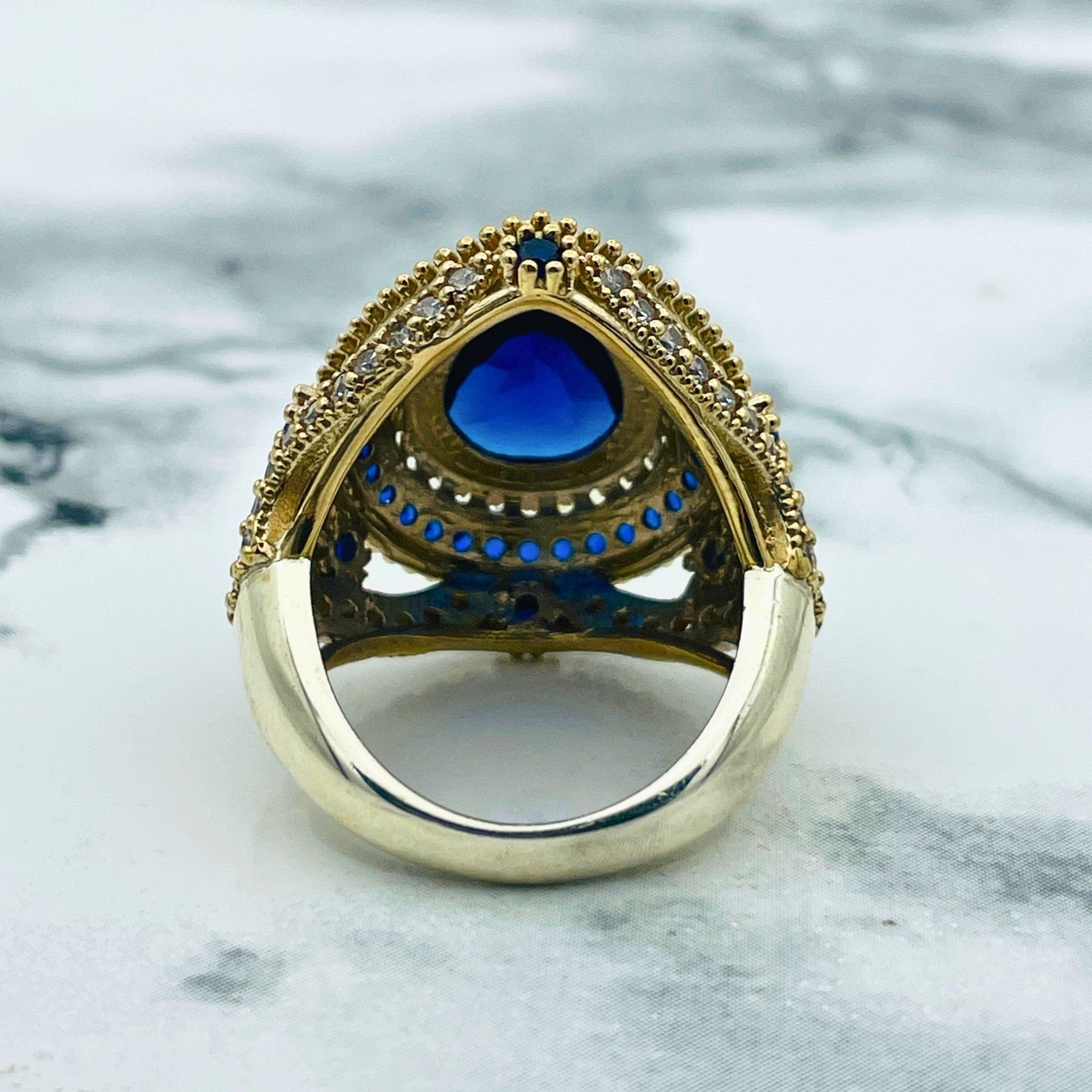 Exquisite Ottoman Sapphire Jewelry Set | Handmade 925 Sterling Silver | Turkish Heritage Collection