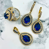 Exquisite Ottoman Sapphire Jewelry Set | Handmade 925 Sterling Silver | Turkish Heritage Collection
