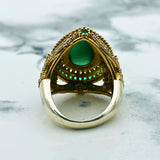 Luxury Turkish Ottoman Style Emerald Jewelry Set | Handmade 925 Sterling Silver Necklace, Ring, Earrings & Bracelet Gift
