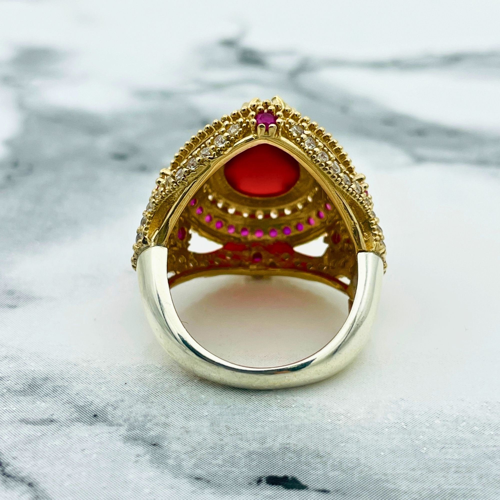 Ensemble de bijoux exquis en argent ottoman rubis | Collier, bague et boucles d'oreilles turques faits main | Argent sterling fin 925