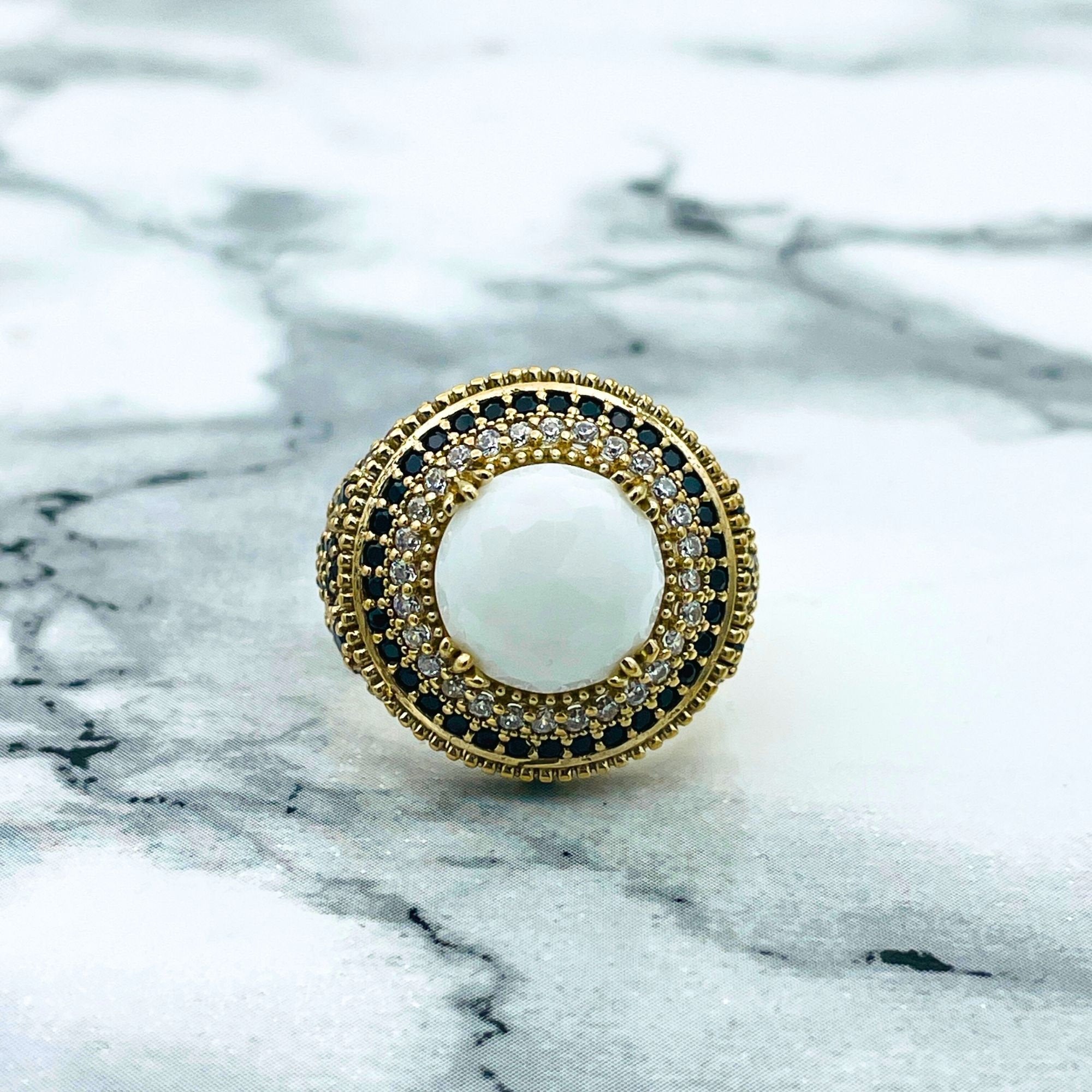 Handmade White Agate Ottoman Style 925 Sterling Silver Jewelry Set - Turkish Heirloom Necklace, Ring, Earrings & Bracelet