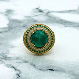 طقم مجوهرات من الفضة الإسترلينية 925 على الطراز العثماني التركي مع الملاكيت - عقد، خاتم وأقراط يدوية الصنع | هدية فاخرة