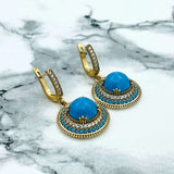 Exquisite Ottoman Turquoise 925 Sterling Silver Jewelry Set | Handmade Necklace, Ring, Earrings | Authentic Turkish Craftsmanship