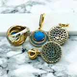 Exquisite Ottoman Turquoise 925 Sterling Silver Jewelry Set | Handmade Necklace, Ring, Earrings | Authentic Turkish Craftsmanship
