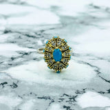 Authentic Turkish Handmade Sterling Silver Turquoise Ottoman Ring for Women