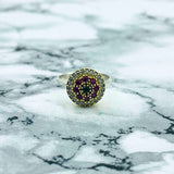 Exquisite Turkish Handmade Ottoman Silver Ring | Ruby & Emerald Gemstones | Unique Women's Statement Jewelry